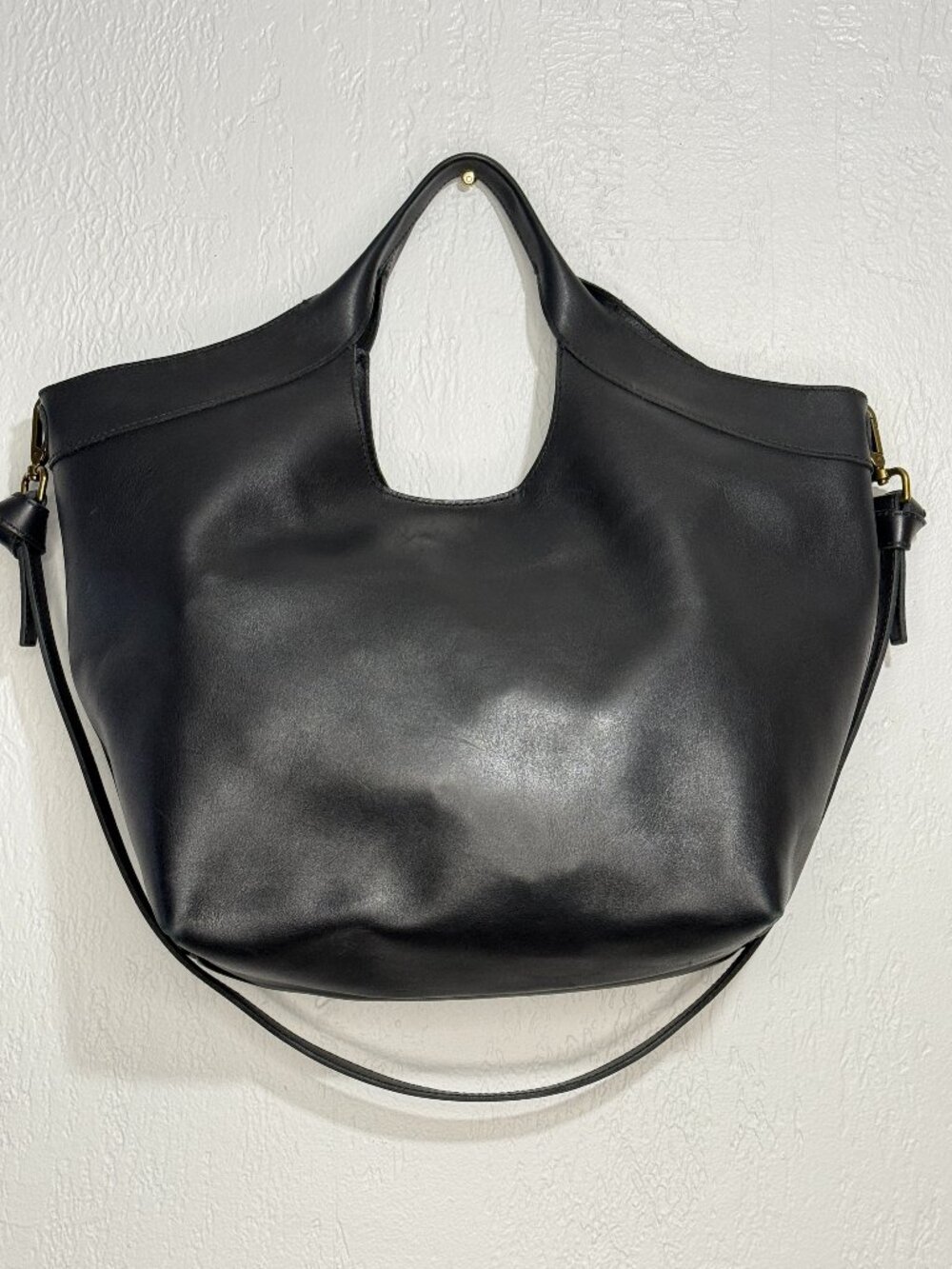 Madewell Sydney Cutout Tote Black Leather Shoulder Crossbody Bag